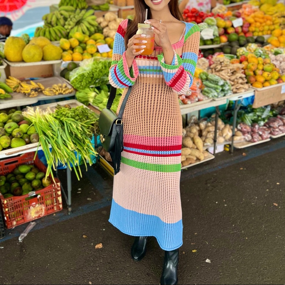VRG GIRL Work Of Art Crochet Maxi Dress